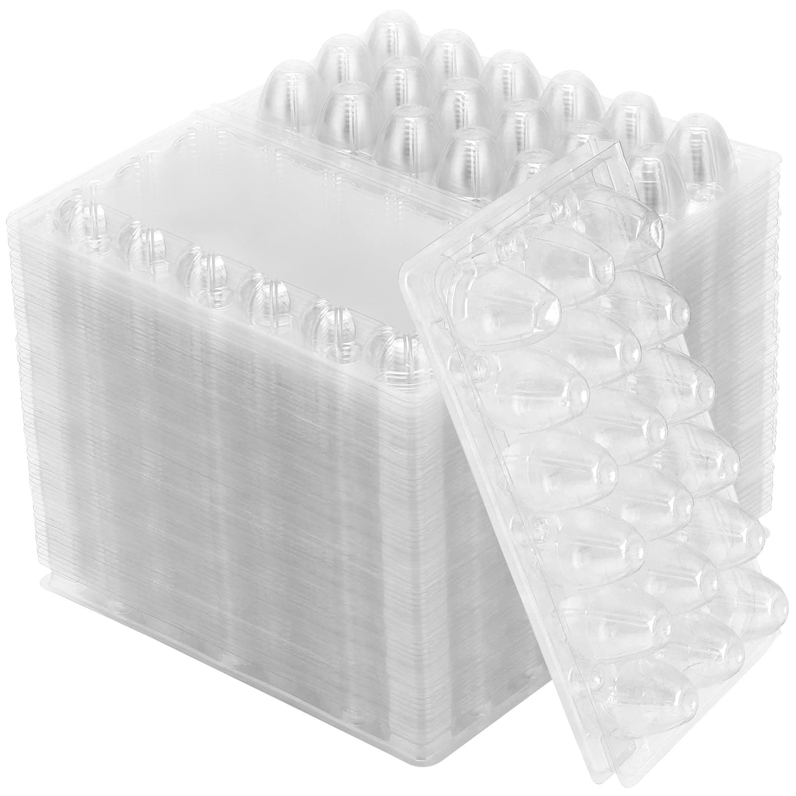 SINJEUN 150 Pack 12 Grids Clear Quail Egg Carton, Mini Plastic Quail Egg Storage Holder with Lid, Stackable Quail Eggs Bulk Carton Trays for Pheasant Pigeon Eggs