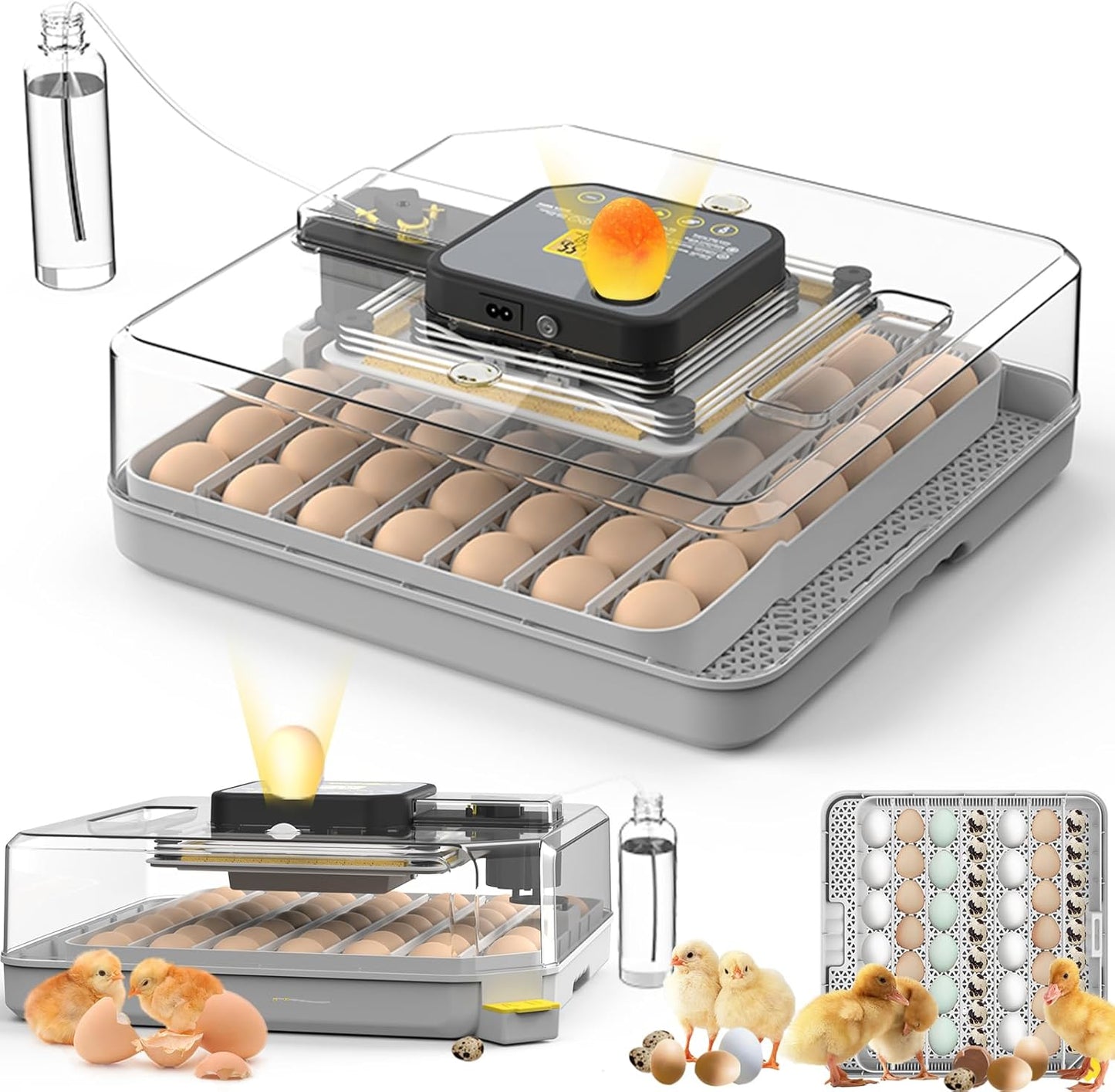 Incubators for Hatching Eggs 48 Egg Incubator with Automatic Turning and Humidity Control for Chicken Duck, Egg Candler for Chicken Eggs Goose Incubator Duck Quail Chick for Hatching Poultry Turkey