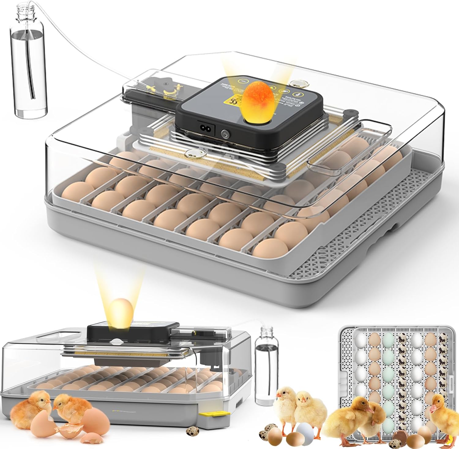 Incubators for Hatching Eggs 48 Egg Incubator with Automatic Turning and Humidity Control for Chicken Duck, Egg Candler for Chicken Eggs Goose Incubator Duck Quail Chick for Hatching Poultry Turkey