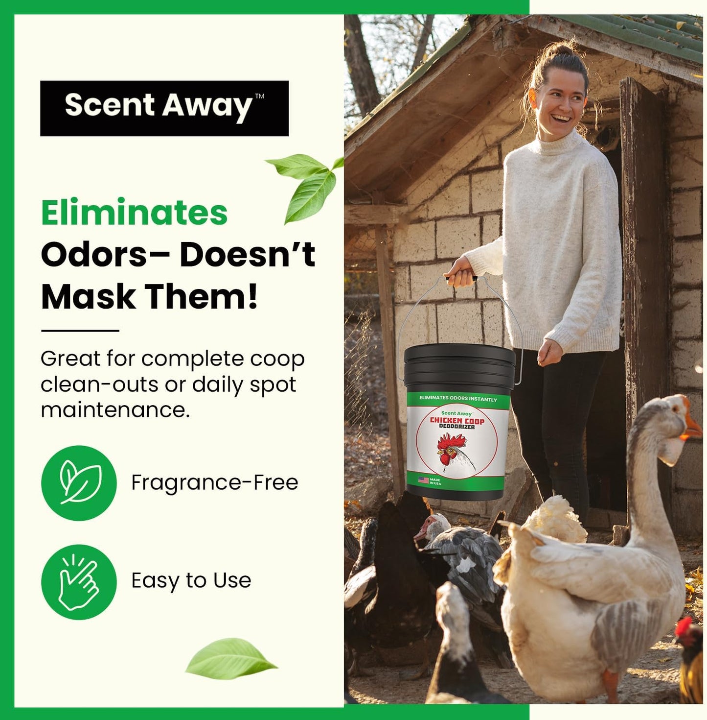 Chicken Coop Deodorizer | Coop Refresher | Fragrance-Free Bedding | Active Carbon and Zeolite Combo Eliminates Odors | 25lbs. (11.34kg)