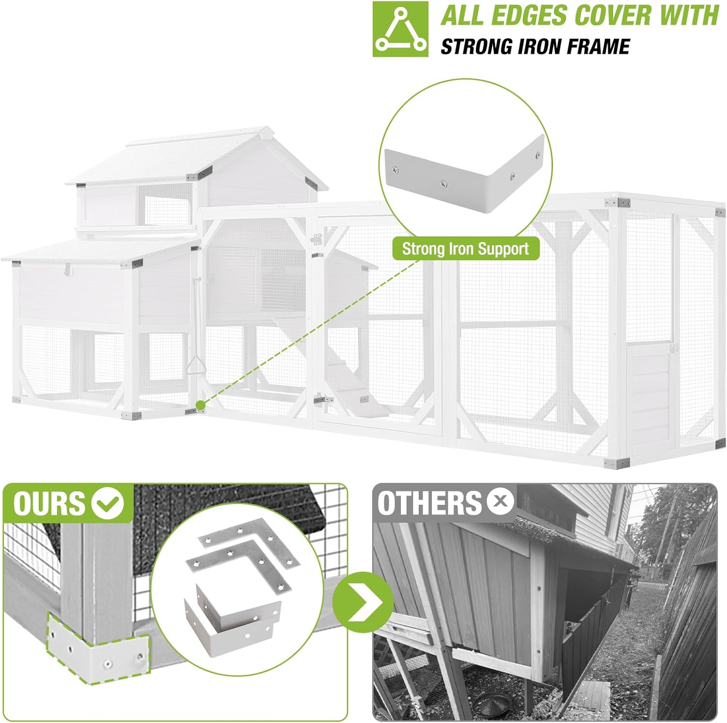 GUTINNEEN Chicken Coop with Run for 8-10 Chickens Extra Large Hen House Poultry Cage Outdoor with Nesting Box