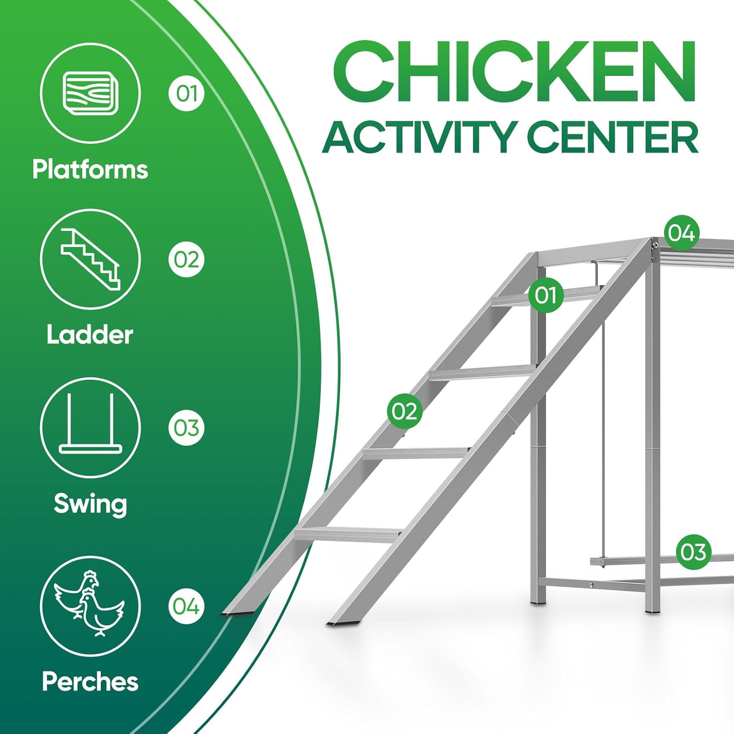 Chicken Coop Perches with Swing, Chicken Roosting Bars, Chicken Run Accessories Toy, Wooden Ladder for Pet's Healthy & Happy, Sturdy and Easy to Clean, Suitable for Backyard Farm