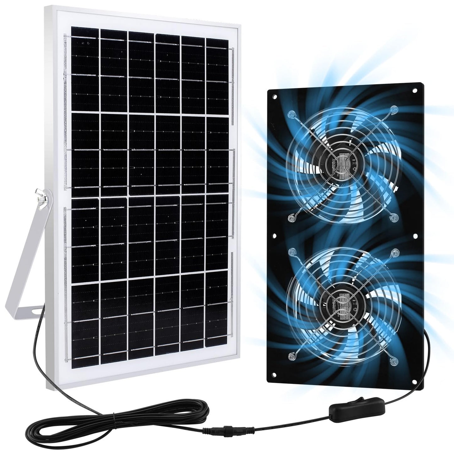 Solar Exhaust Fan for Chicken Coop & Powered Fan with 25W Solar Panel & 4-Pack High-Speed Brushless DC Fans, Solar Shed Ventilation Fan for Greenhouses,Attics, Barns & Dog Houses