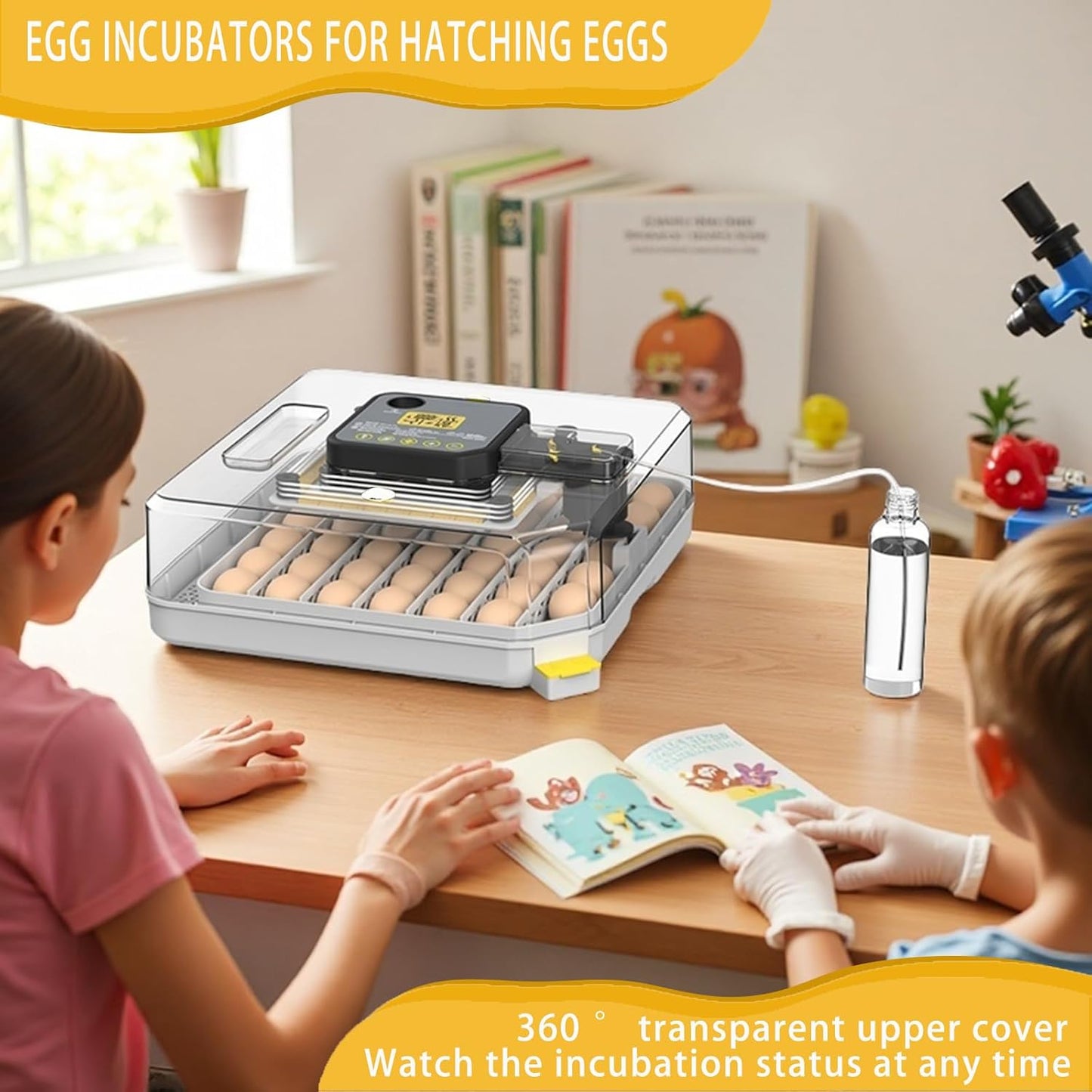 Incubators for Hatching Eggs 48 Egg Incubator with Automatic Turning and Humidity Control for Chicken Duck, Egg Candler for Chicken Eggs Goose Incubator Duck Quail Chick for Hatching Poultry Turkey