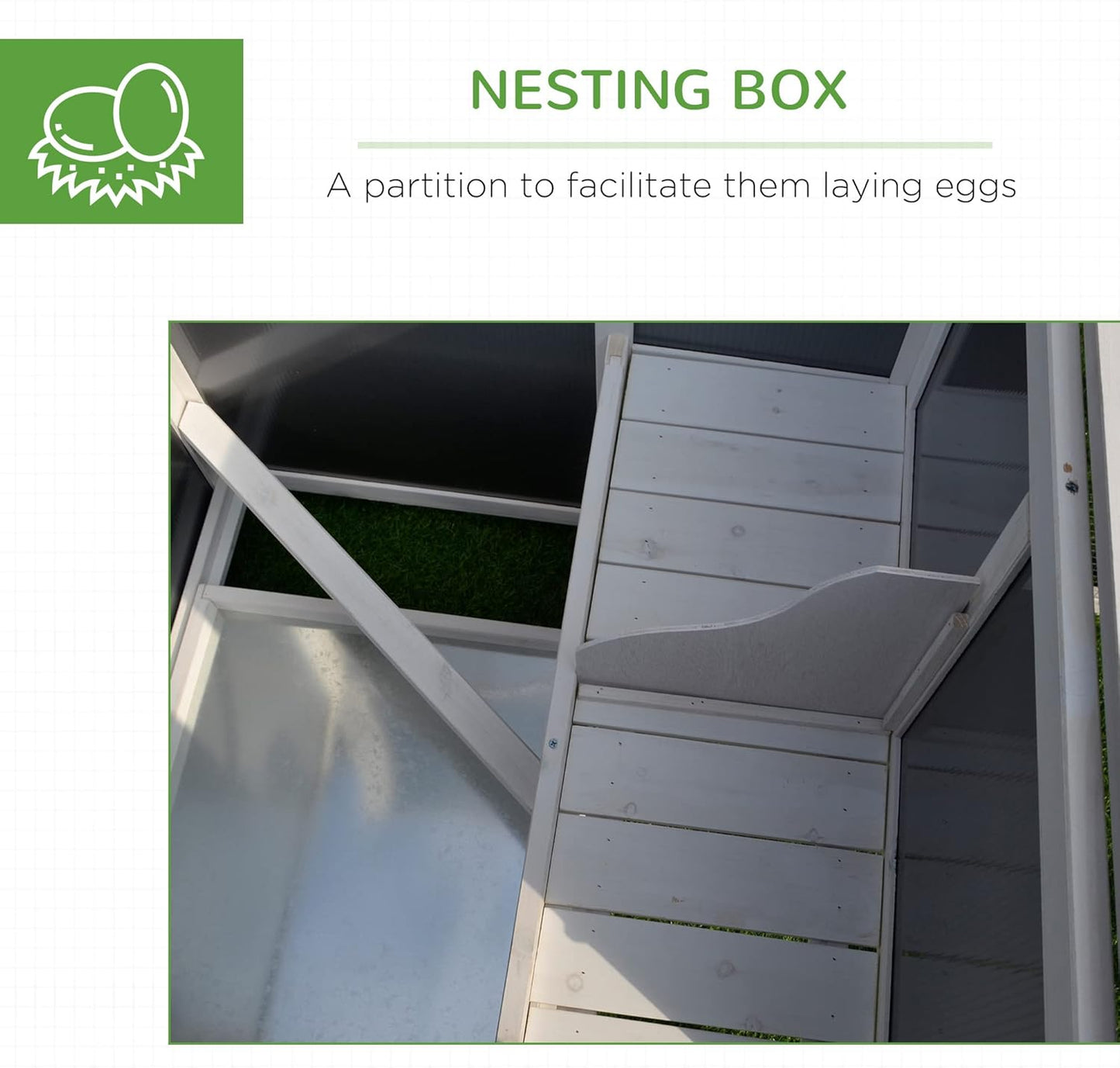 PawHut 63" Outdoor Chicken Coop Wooden, Chicken Cage with Run Area, Nesting Box, Hen House with Waterproof Roof, Removable Tray