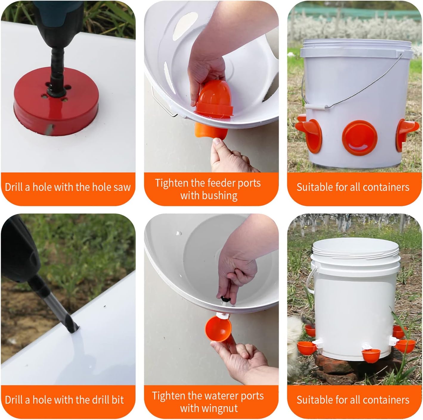 Chicken Feeder No Waste Automatic Poultry Feeder Ports Kit Chicken Feeders and Waterer Set