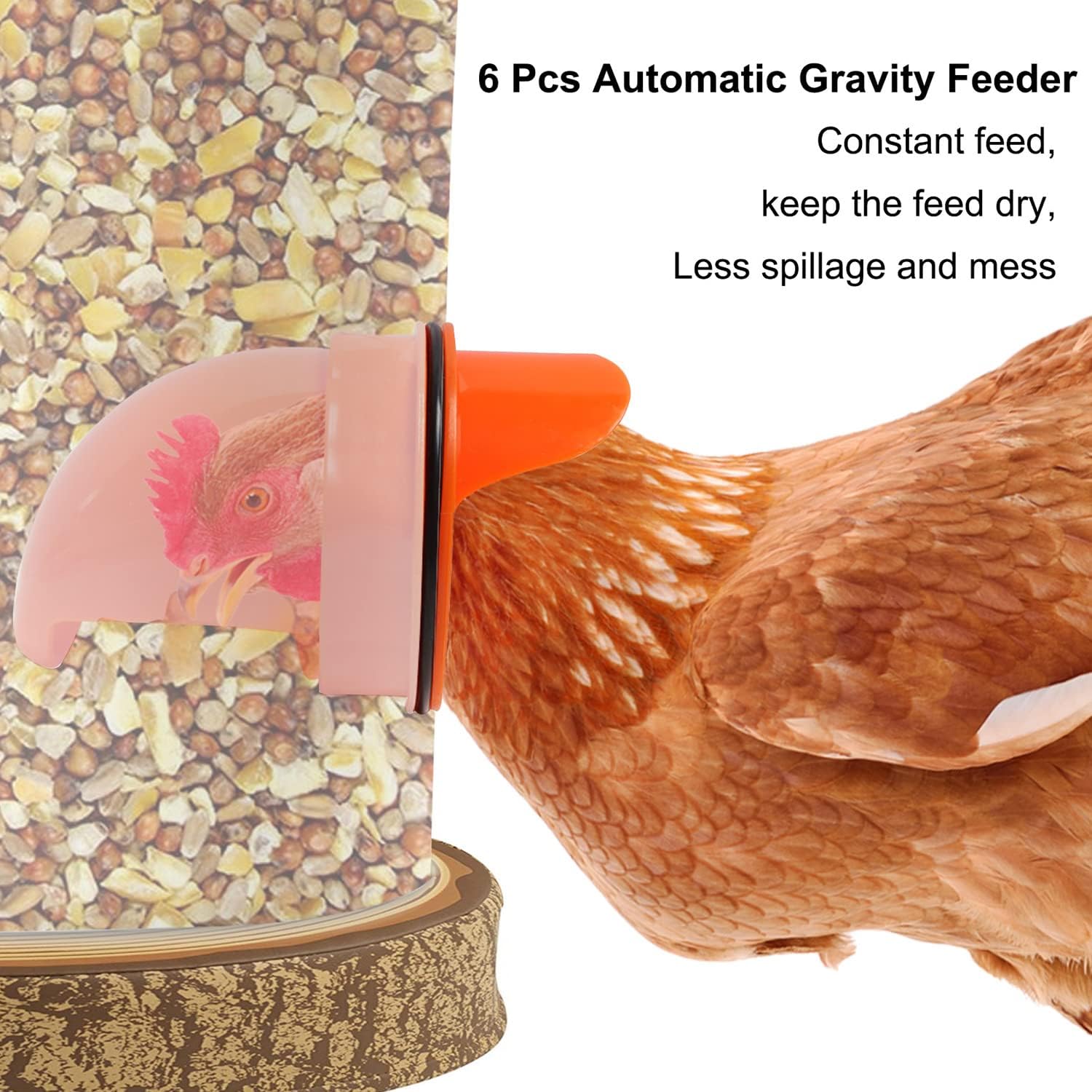 Chicken Feeder No Waste Automatic Poultry Feeder Ports Kit Chicken Feeders and Waterer Set