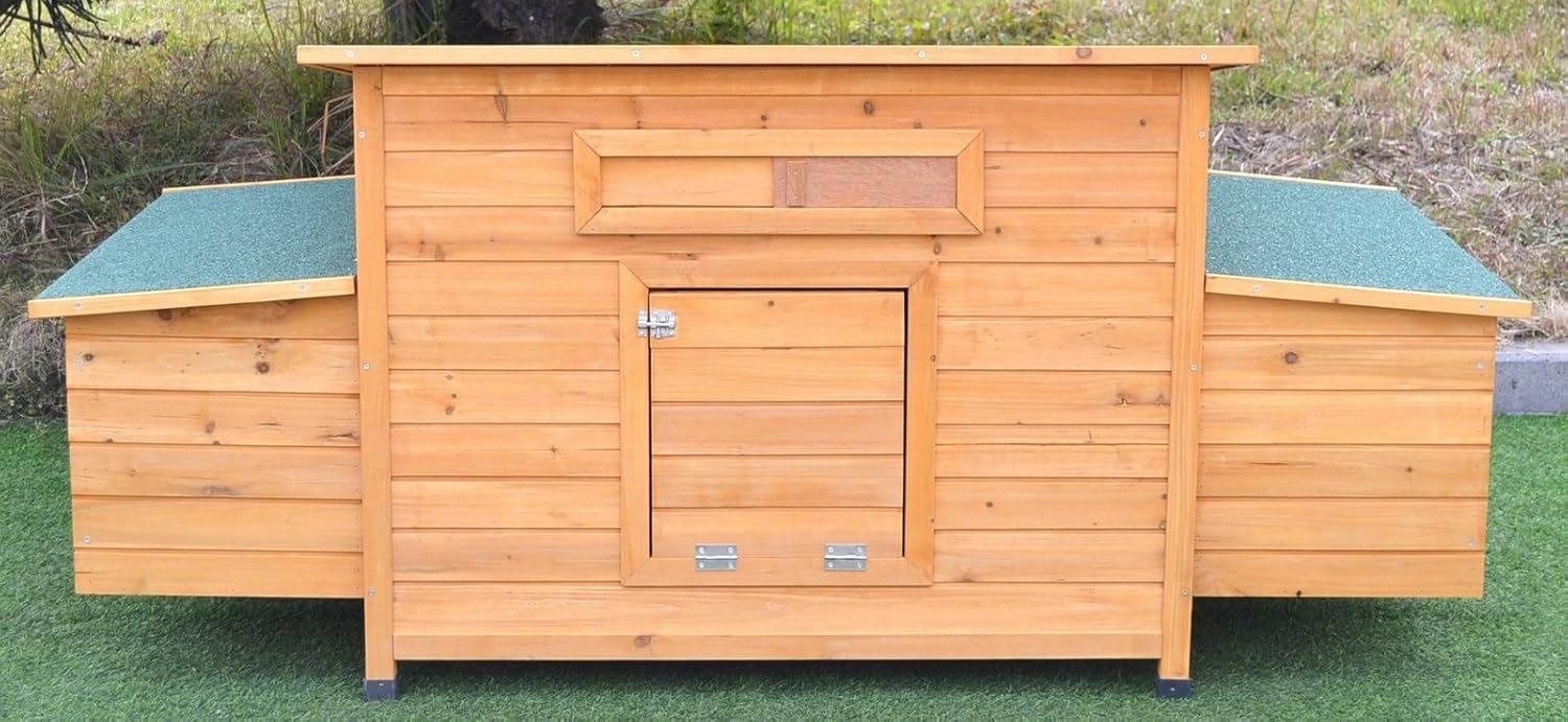 New 69" Wood Hen Chicken Duck Poultry Hutch House Coop Cage with 4 Nesting Boxes