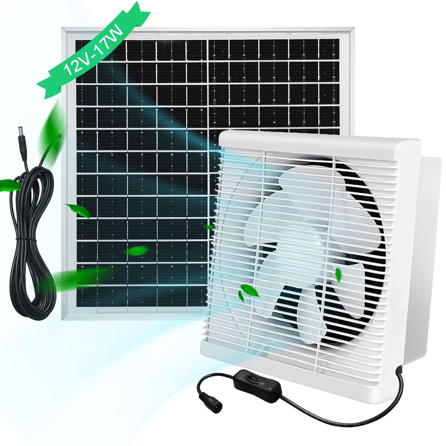 Solar Exhaust Fan for Chicken Coop & Powered Fan with 25W Solar Panel & 4-Pack High-Speed Brushless DC Fans, Solar Shed Ventilation Fan for Greenhouses,Attics, Barns & Dog Houses