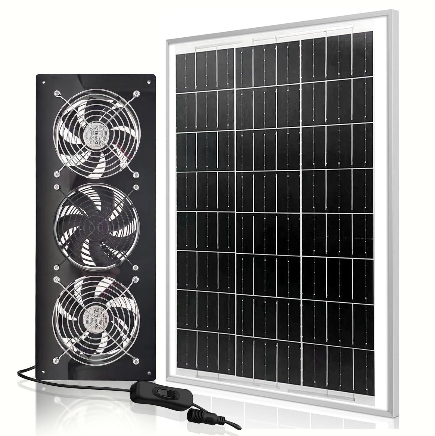 Solar Exhaust Fan for Chicken Coop & Powered Fan with 25W Solar Panel & 4-Pack High-Speed Brushless DC Fans, Solar Shed Ventilation Fan for Greenhouses,Attics, Barns & Dog Houses