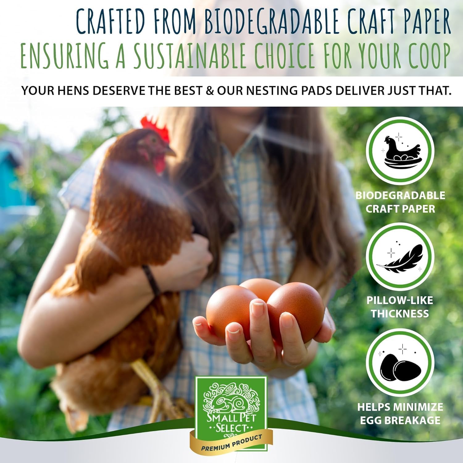 Small Pet Select - Chicken Nesting Pads (8-Pack), 13x13, for Hens, Fits Most Nesting Boxes, Chicken Coop Nest Liners