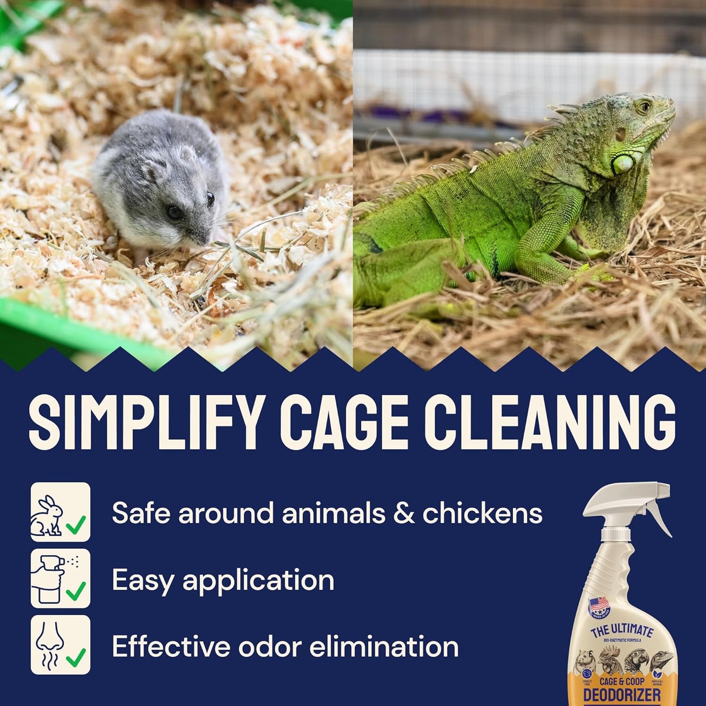 Chicken Coop Deodorizer & Cleaner – All Natural Odor and Ammonia Control Spray – 32 Oz for Backyard Chickens to Remove Smell - Coop Deodorizer Spray