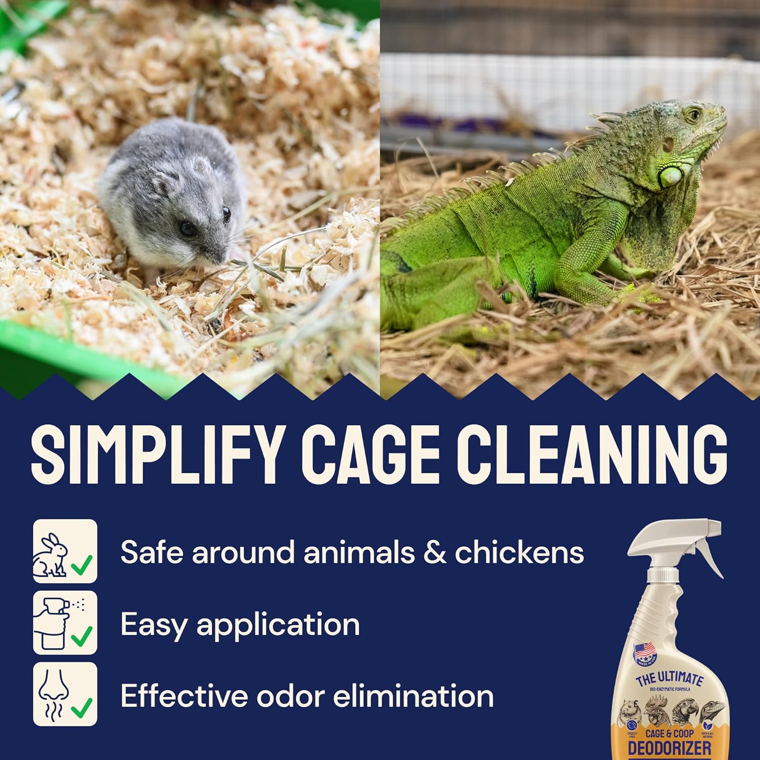 Chicken Coop Deodorizer & Cleaner – All Natural Odor and Ammonia Control Spray – 32 Oz for Backyard Chickens to Remove Smell - Coop Deodorizer Spray