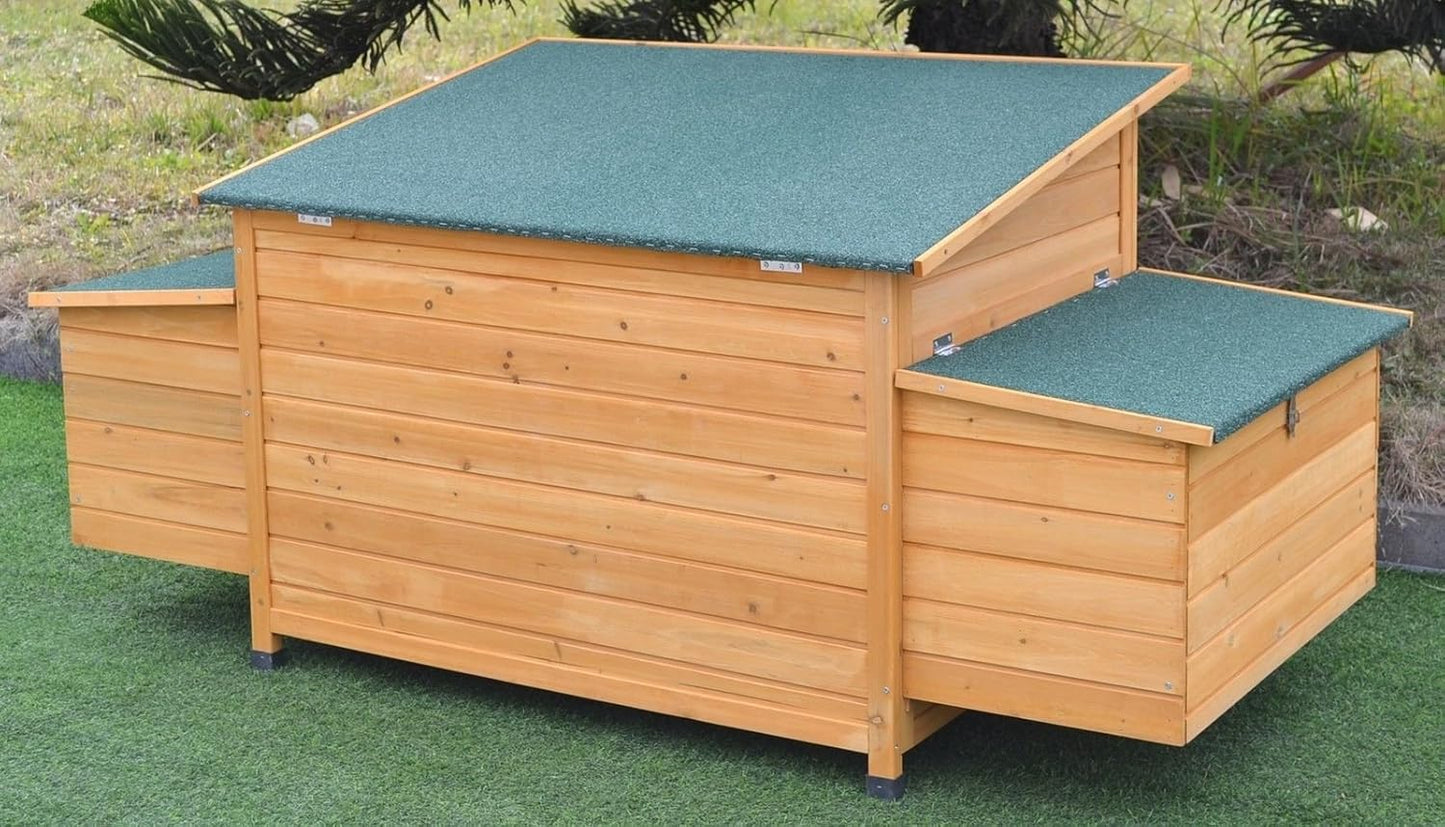 New 69" Wood Hen Chicken Duck Poultry Hutch House Coop Cage with 4 Nesting Boxes
