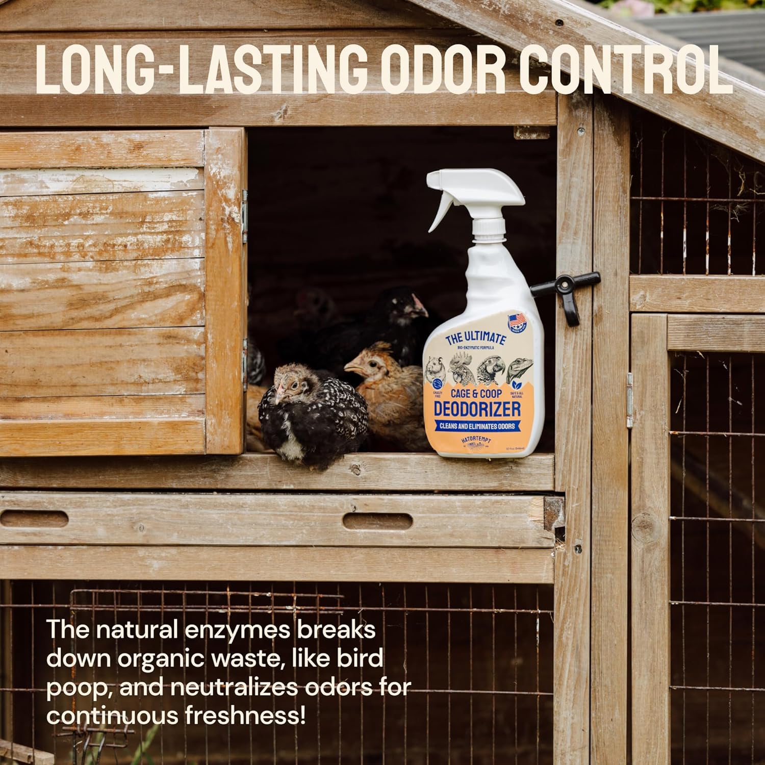 Chicken Coop Deodorizer & Cleaner – All Natural Odor and Ammonia Control Spray – 32 Oz for Backyard Chickens to Remove Smell - Coop Deodorizer Spray