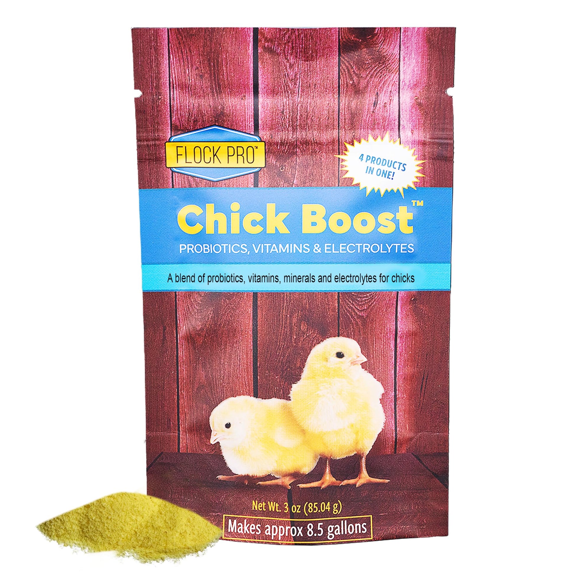 Equerry's Flock PRO Chick Boost Probiotic - Probiotics, Vitamins, Minerals and Electrolytes for Chickens | Chicken Vitamins and Supplements for All Poultry - 8oz