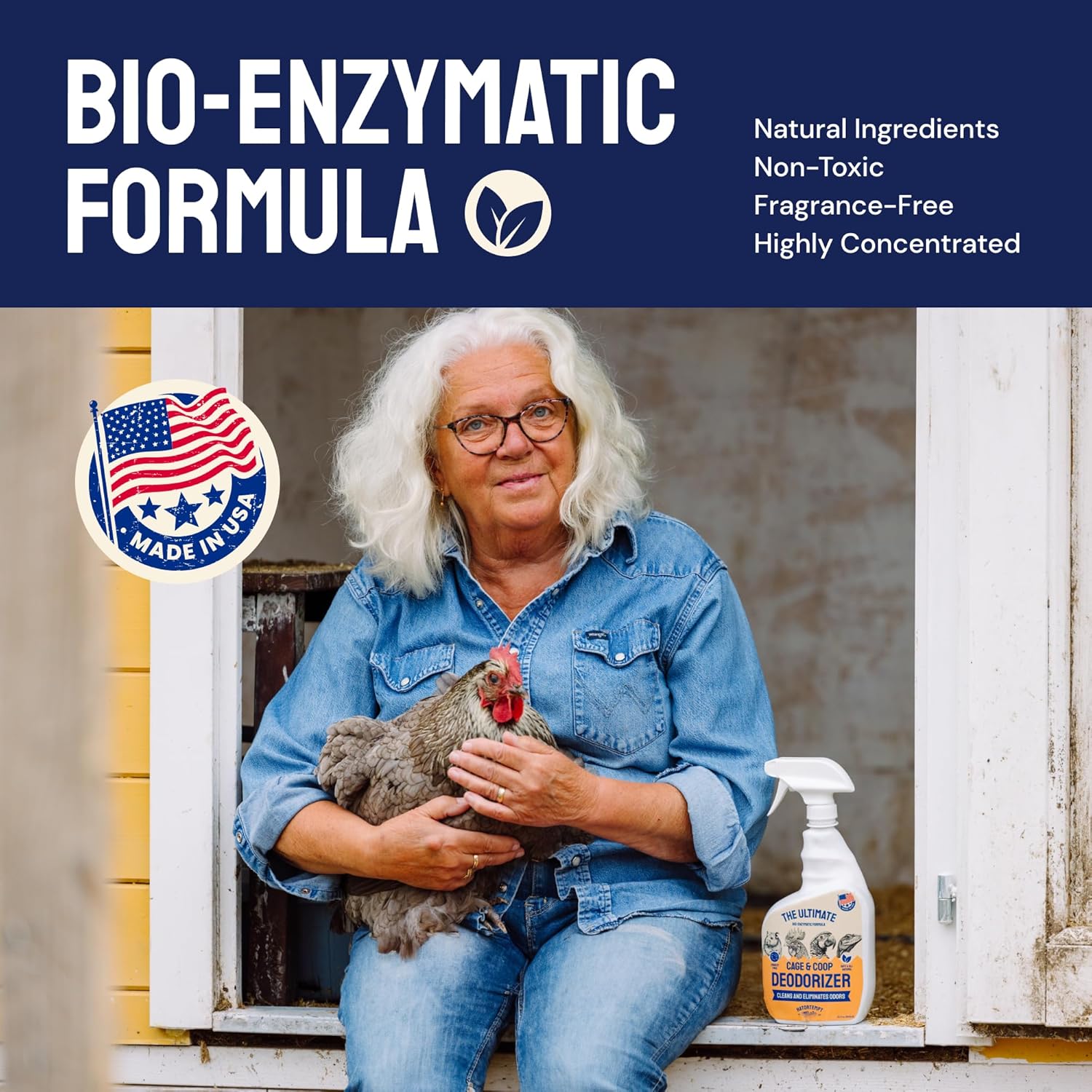 Chicken Coop Deodorizer & Cleaner – All Natural Odor and Ammonia Control Spray – 32 Oz for Backyard Chickens to Remove Smell - Coop Deodorizer Spray