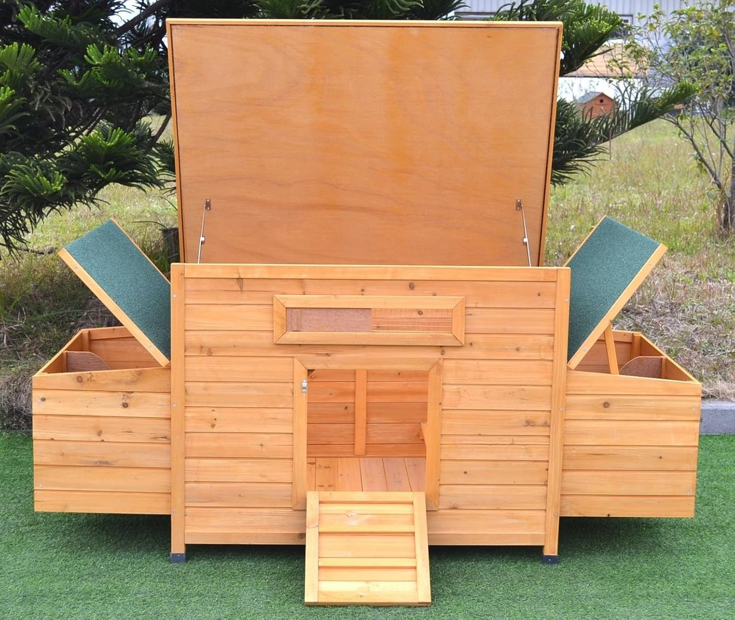 New 69" Wood Hen Chicken Duck Poultry Hutch House Coop Cage with 4 Nesting Boxes