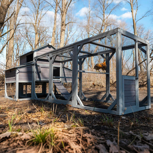 GUTINNEEN Chicken Coop with Run for 8-10 Chickens Extra Large Hen House Poultry Cage Outdoor with Nesting Box