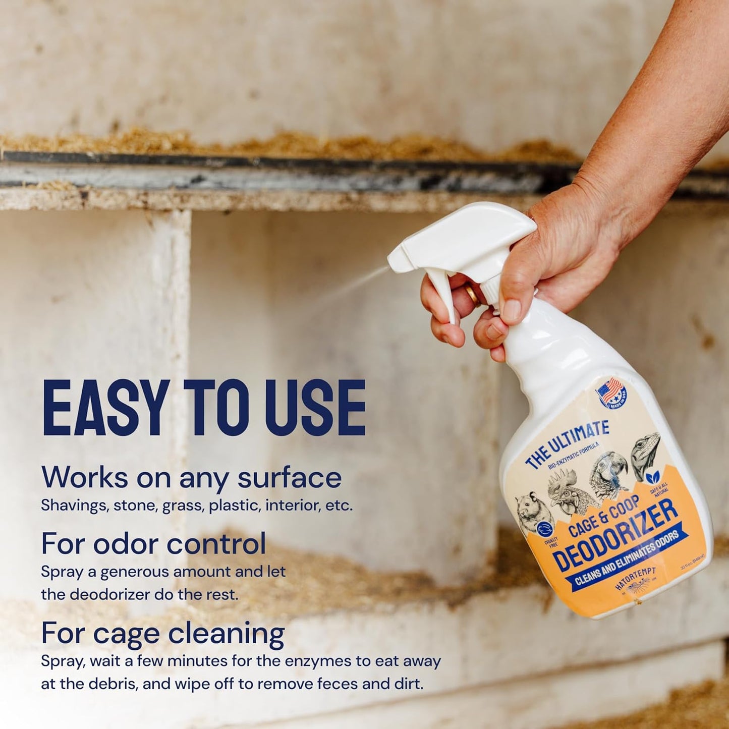 Chicken Coop Deodorizer & Cleaner – All Natural Odor and Ammonia Control Spray – 32 Oz for Backyard Chickens to Remove Smell - Coop Deodorizer Spray