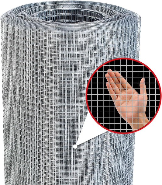 Hardware Cloth,1/2inch 48inx100ft 19 Gauge,Double-Layer Hot-Dip Galvanizing After Welding,Chicken Wire Fence Wire Mesh Fence Poultry Netting Garden Fence Tree Guard Rolls