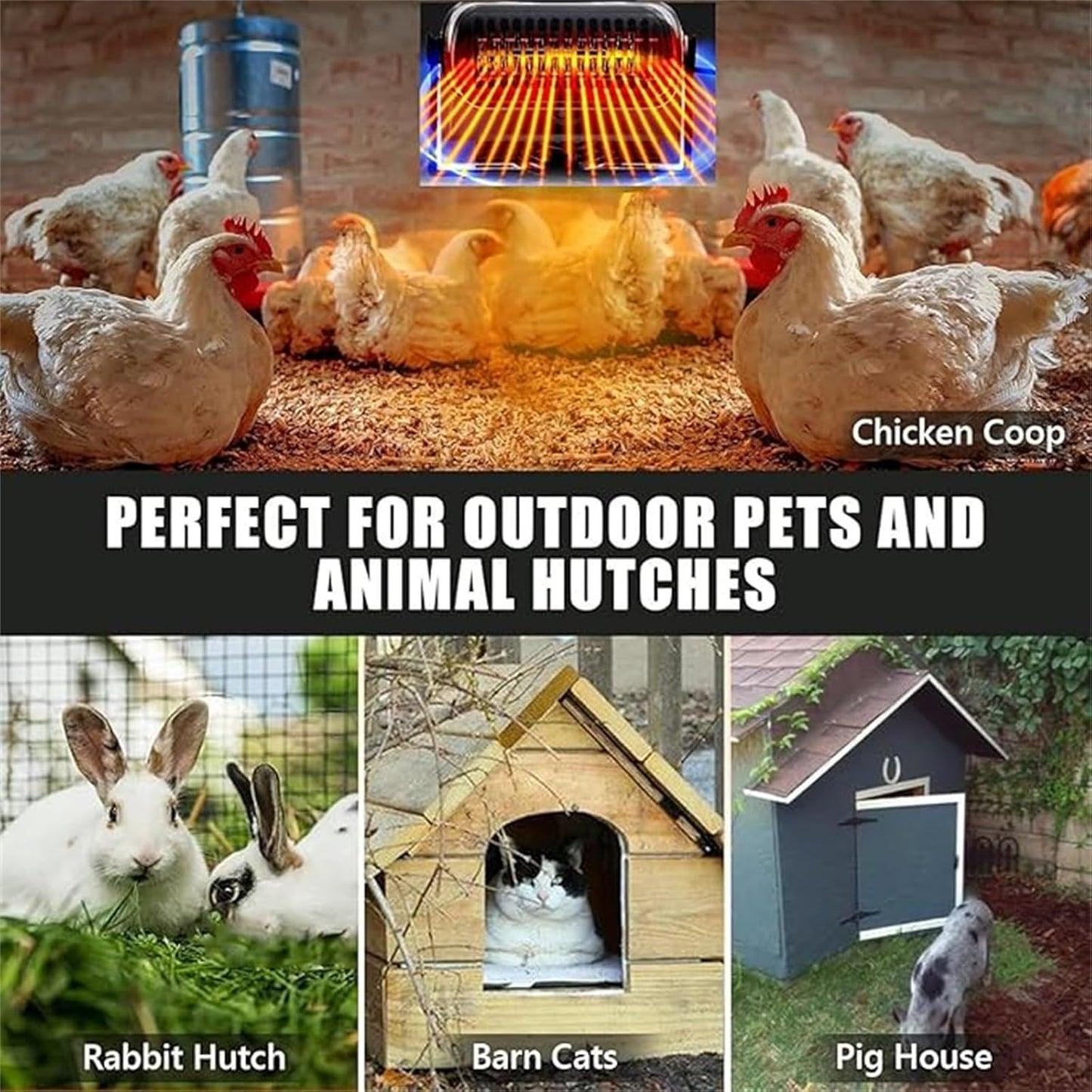 Chicken Coop Heater for Winter, Solar Powered Heater, Solar Heater for Chicken Coop Home Car Greenhouse, Solar Panel Heater with Overheating Protection for Chicken Kitten Puppy Pets
