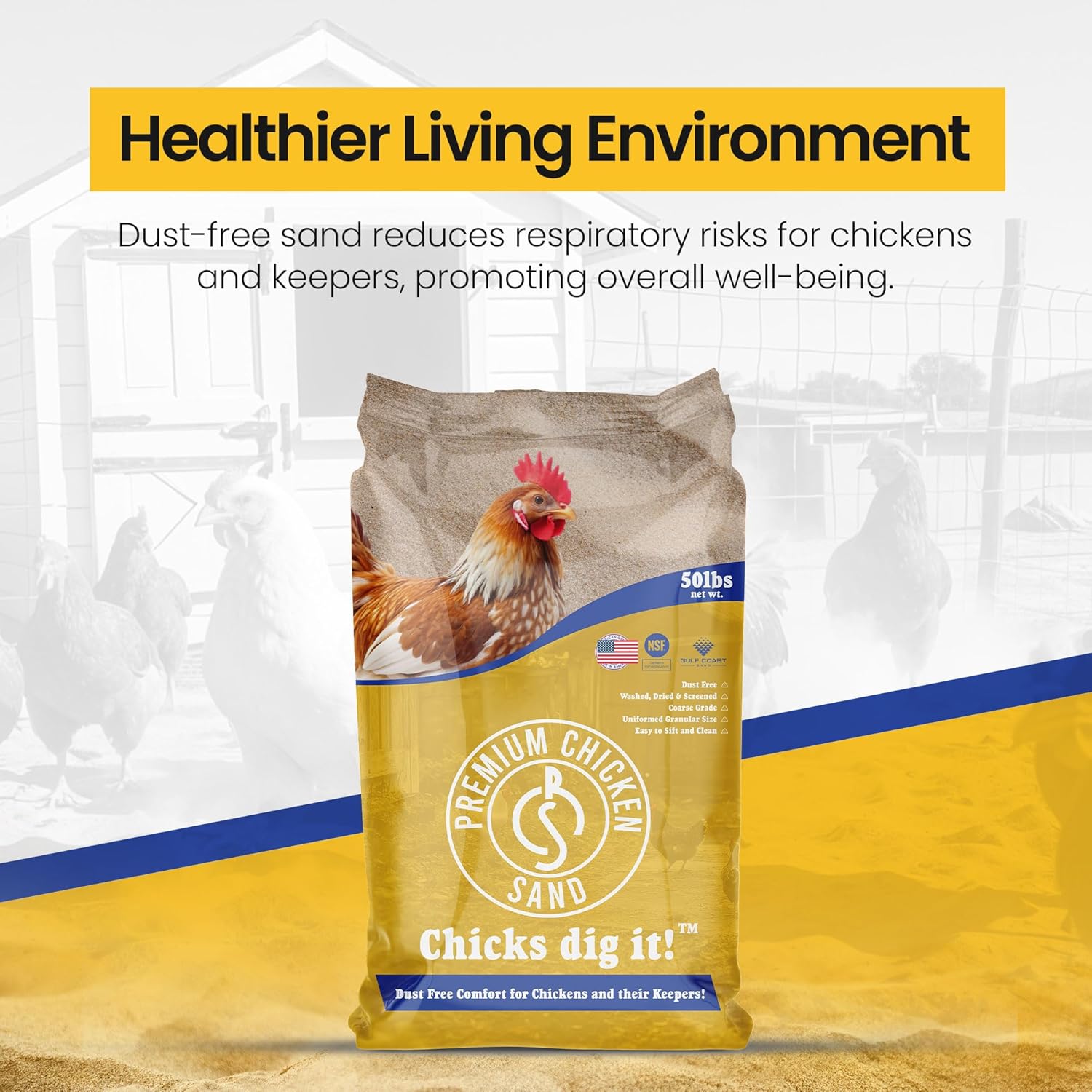 50 lb Bag Odor Eliminating Bedding for Chicken Coops, Nesting Boxes & Runs