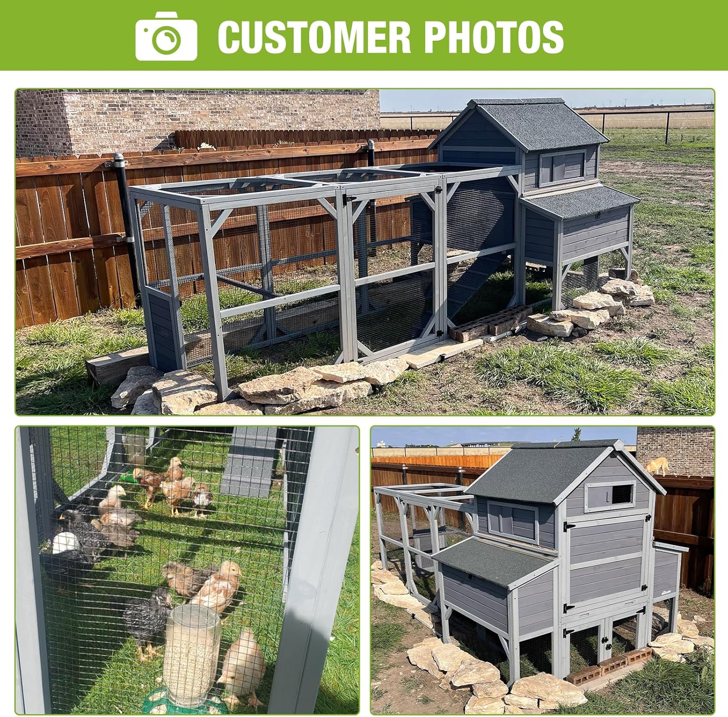 GUTINNEEN Chicken Coop with Run for 8-10 Chickens Extra Large Hen House Poultry Cage Outdoor with Nesting Box