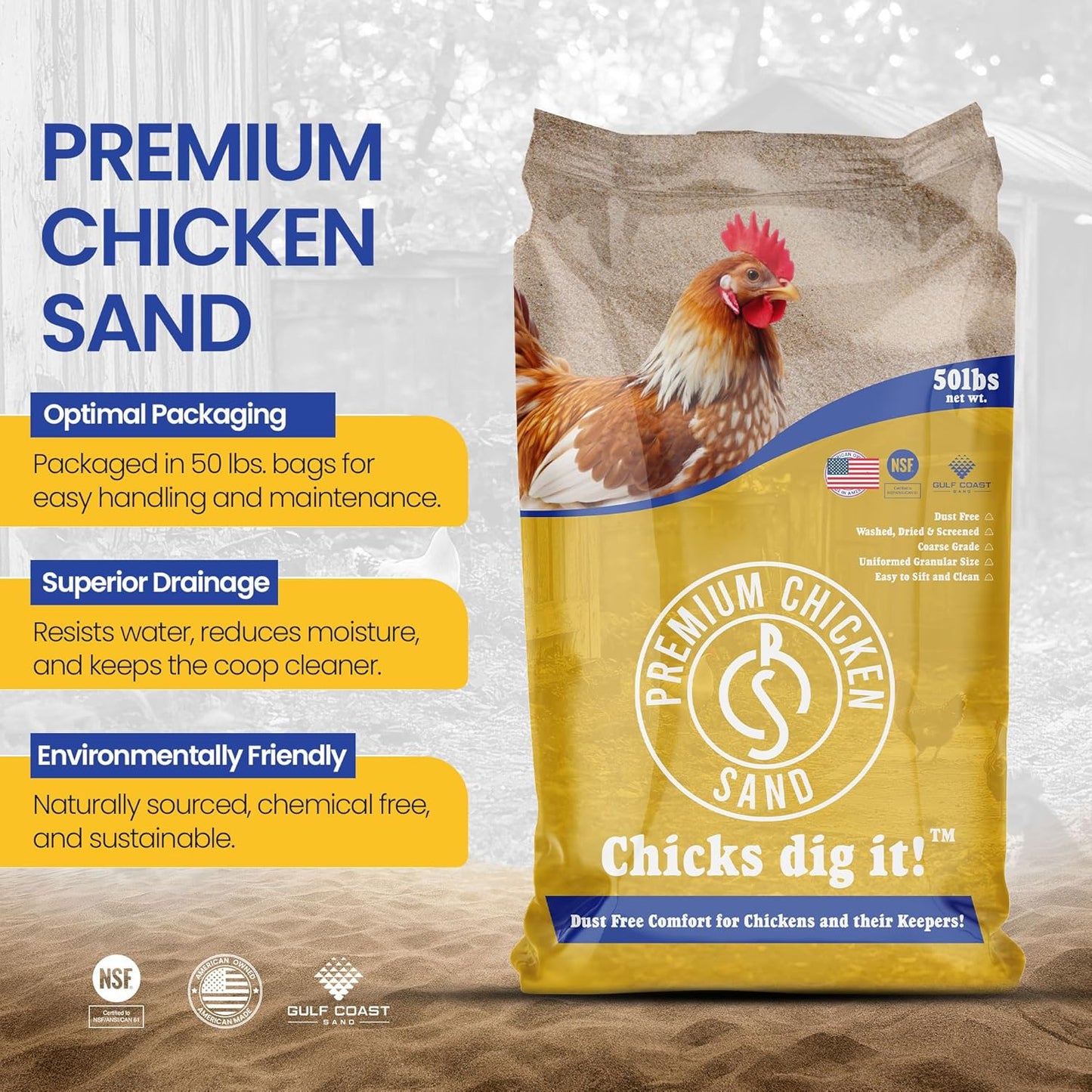 50 lb Bag Odor Eliminating Bedding for Chicken Coops, Nesting Boxes & Runs