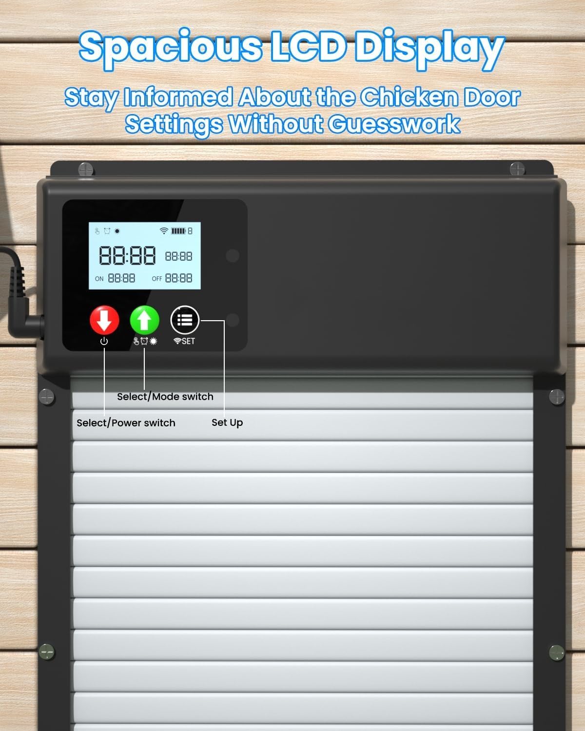 3-in-1 Upgraded WiFi Automatic Chicken Coop Door Solar Powered, APP Remote Control Chicken Door Opener, LCD Display, Timer & Light Sensor, Electric Auto Chicken Door